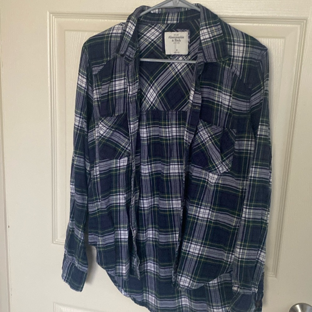 Blue and green flannel American Eagle size medium